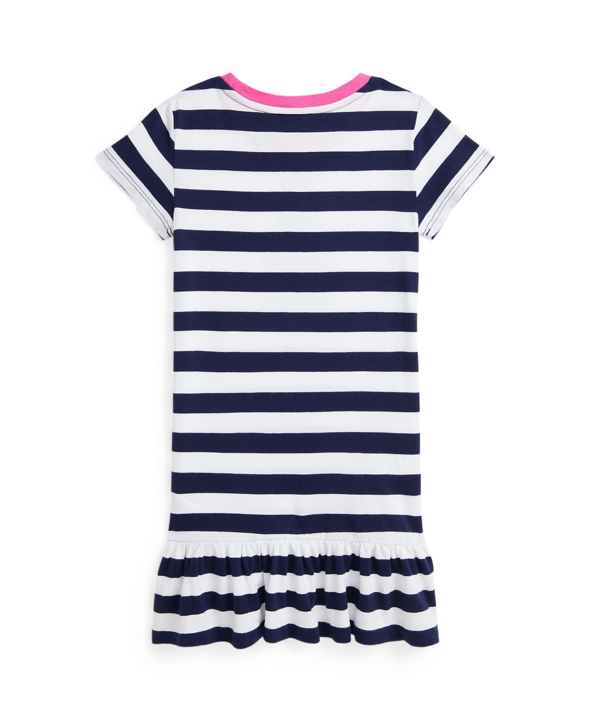 Polo Ralph Lauren Toddler and Little Girls Striped Polo Bear Cotton Jersey Dress -White Stripe