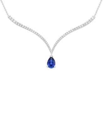 Emerald (1-1/2 ct. t.w.) & Lab Grown Diamond (1 ct. t.w.) Fancy 18" Pendant Necklace in 14k Gold (Also in Lab Grown Ruby & Lab Grown Sapphire)