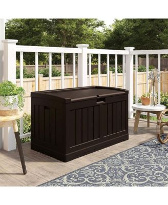 50 Gallon Medium Capacity Resin Outdoor Storage Deck Box with Seat, Java