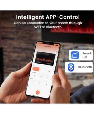 42 Inch Ultra-Thin Electric Fireplace with Decorative Crystals and Smart APP Control