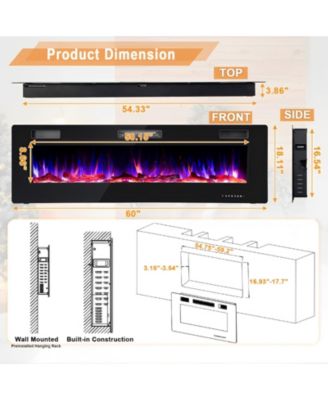  60-Inch Ultra-Thin Design, Remote Control, Timer Function  Electric Fireplace