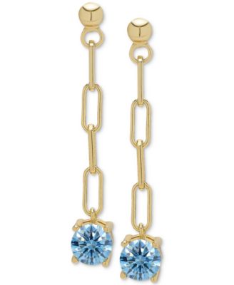 Macy's - Blue Topaz Paperclip Link Drop Earrings (1-1/8 ct. t.w.) in 14k Gold-Plated Sterling Silver