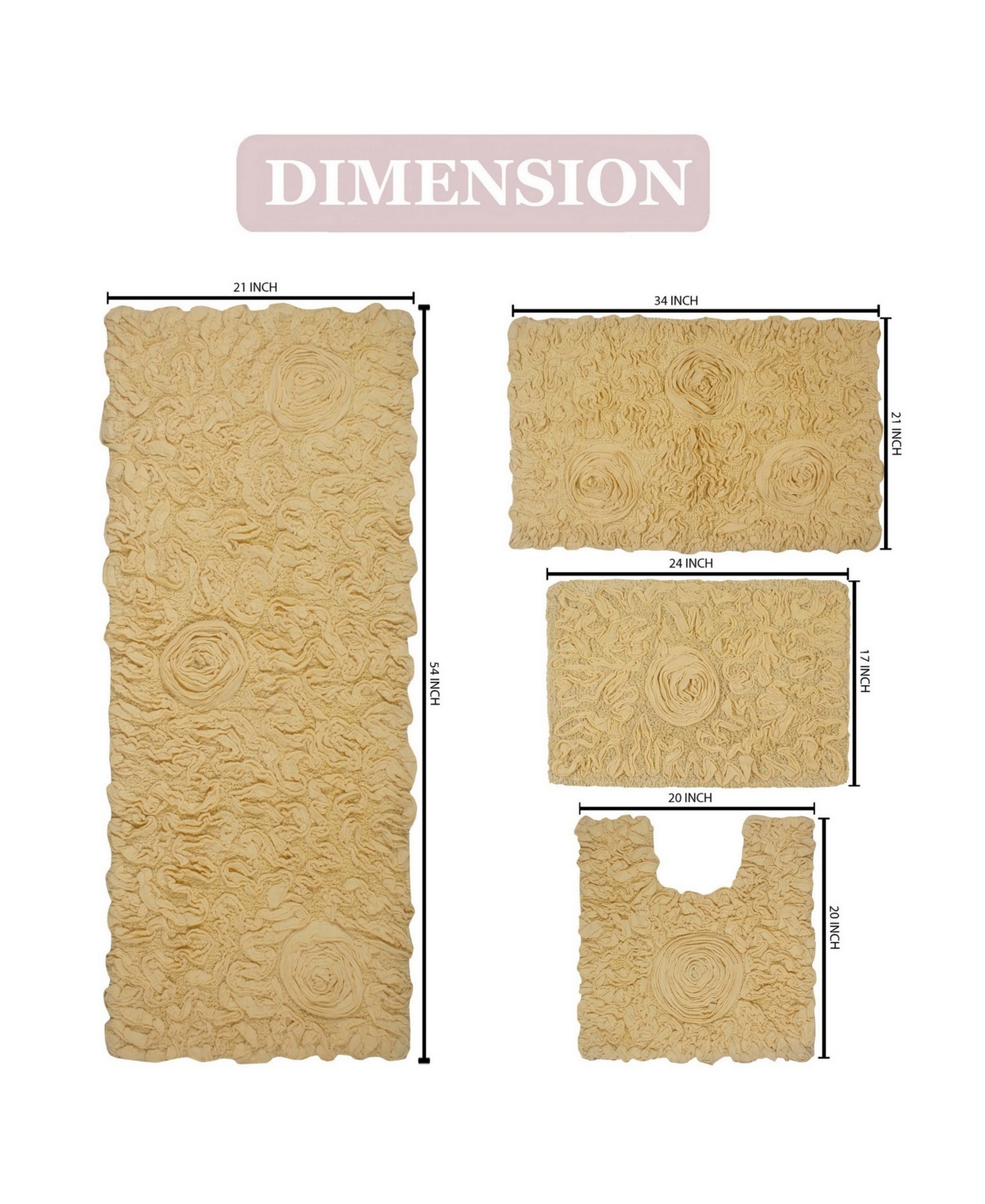 Home Weavers Bell Flower 4-pc. Bath Rug Set In Butter
