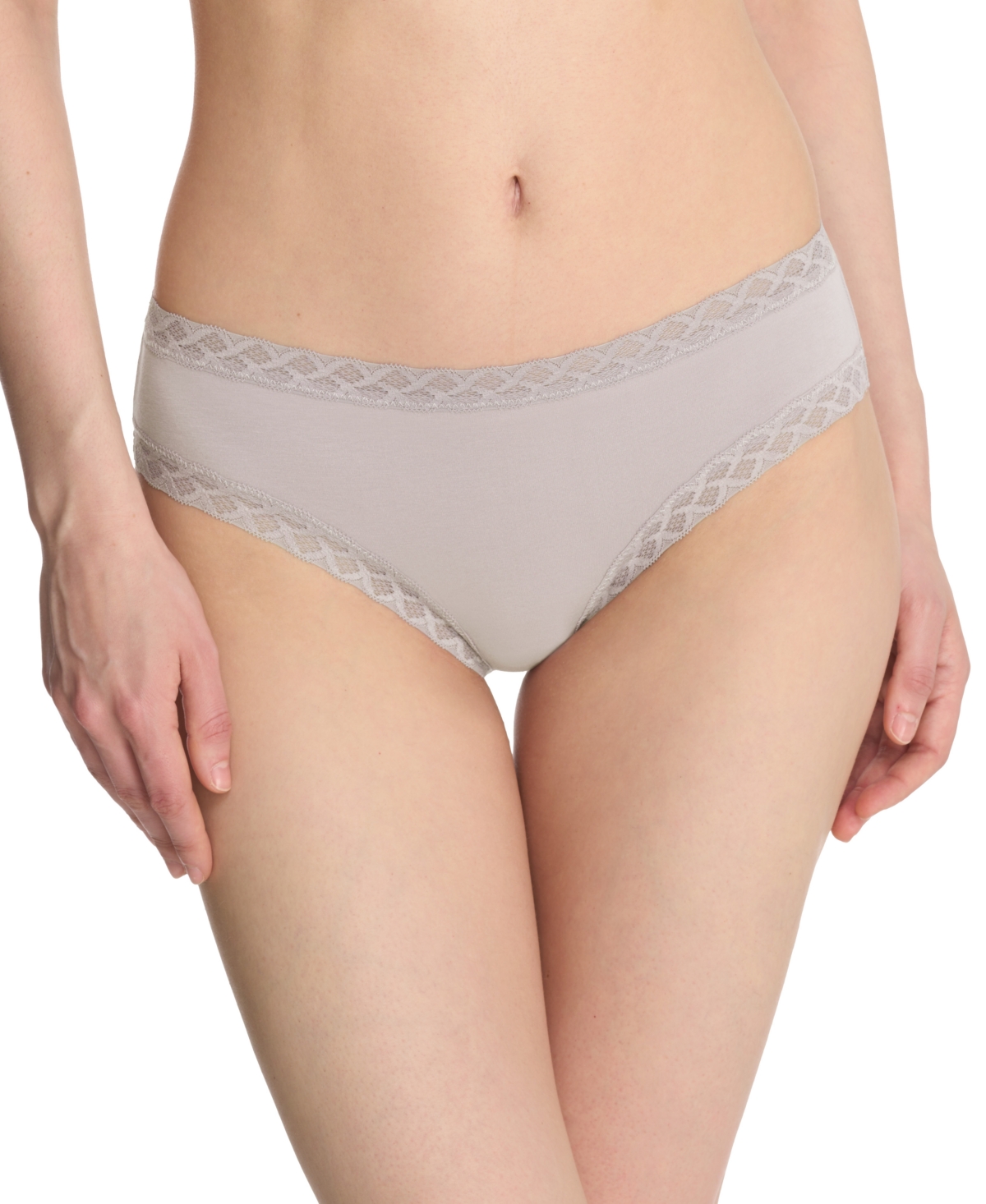 Natori Bliss Lace-trim Cotton French-cut Brief Underwear 152058 In Vapor