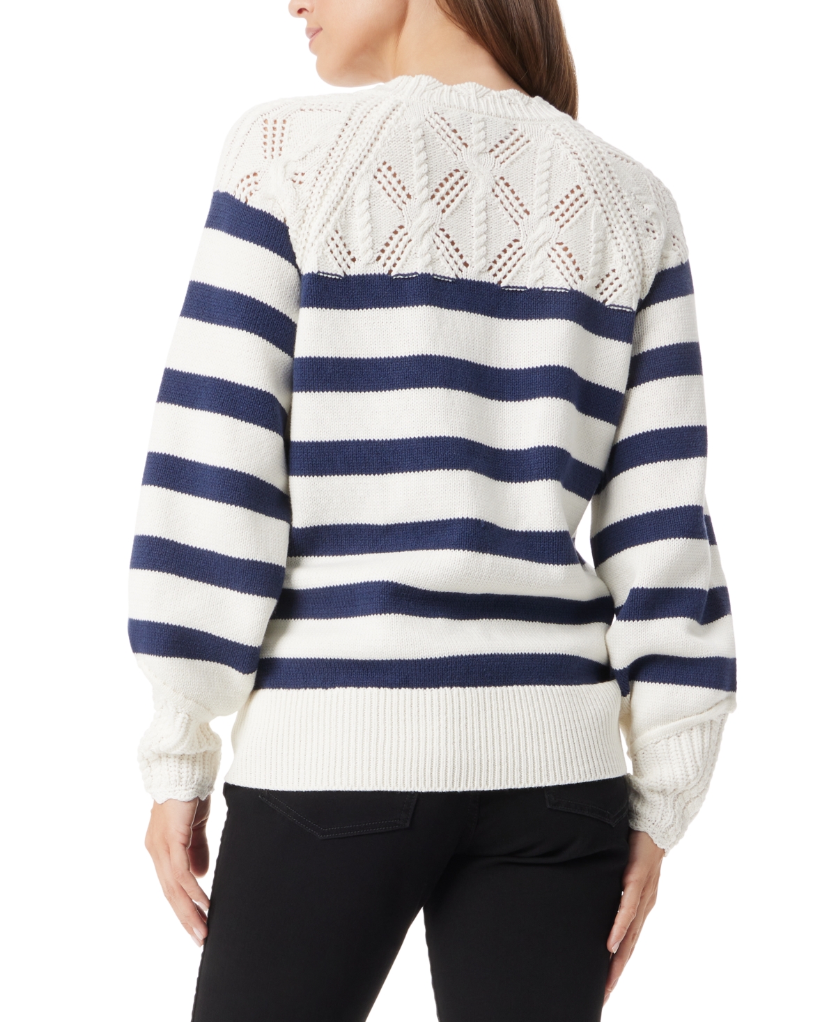 SAM EDELMAN WOMEN'S JOY NOVELTY YOKE STRIPED SWEATER 