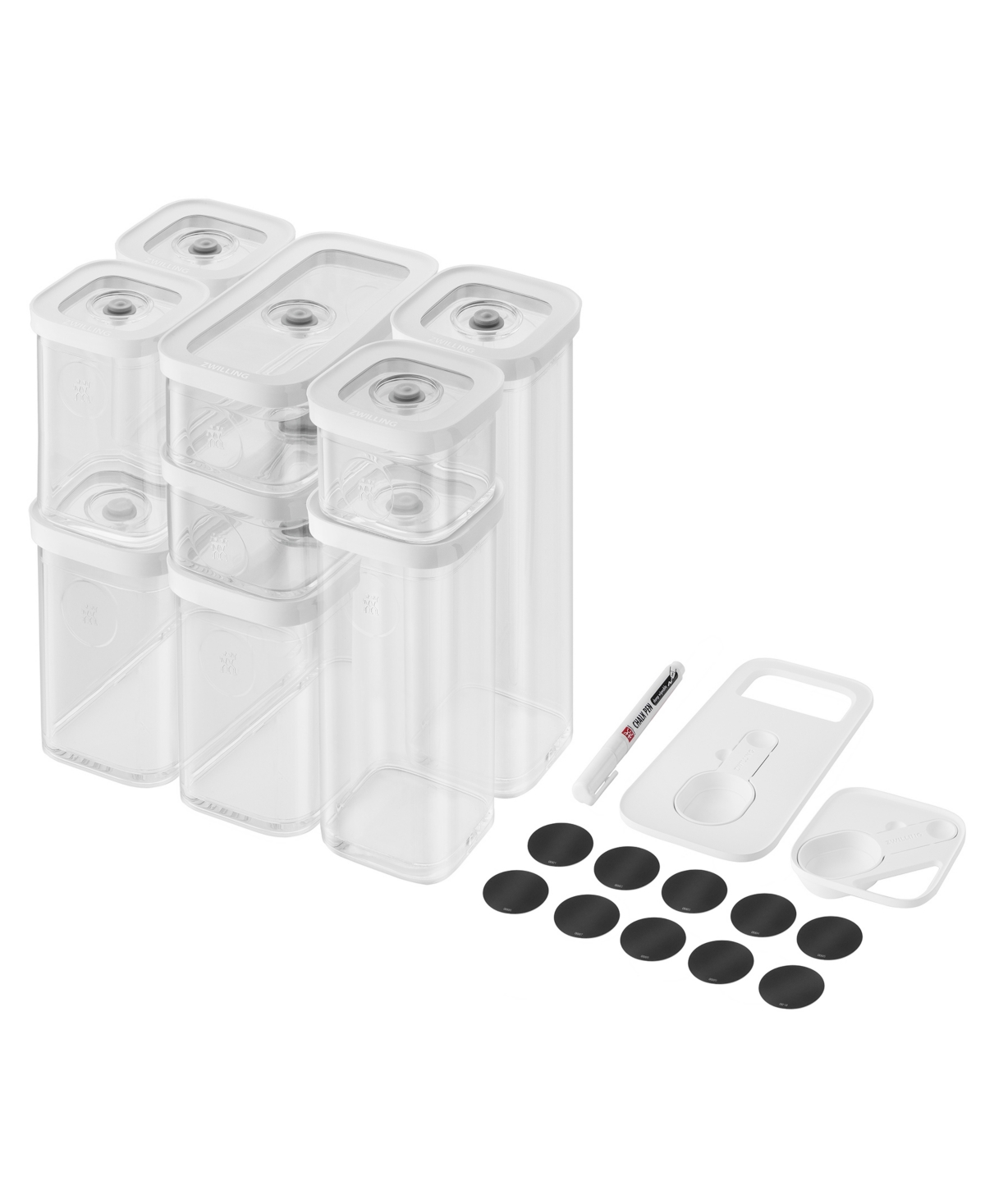 Zwilling Cube 12-piece Small And Medium Food Storage Organizer Set In Transparent-white
