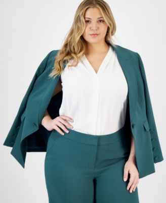 Plus Size Long-Sleeve One-Button Blazer
