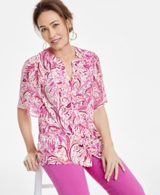 JM Collection - Women's Printed Split-Neck Blouse, Exclusively at Macy's