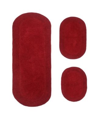 Double Ruffle 3-Pc. Bath Rug Set with Runner