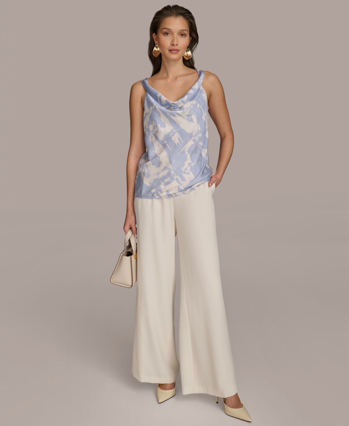 Donna Karan New York Women's Printed Cowl Neck Tank Top