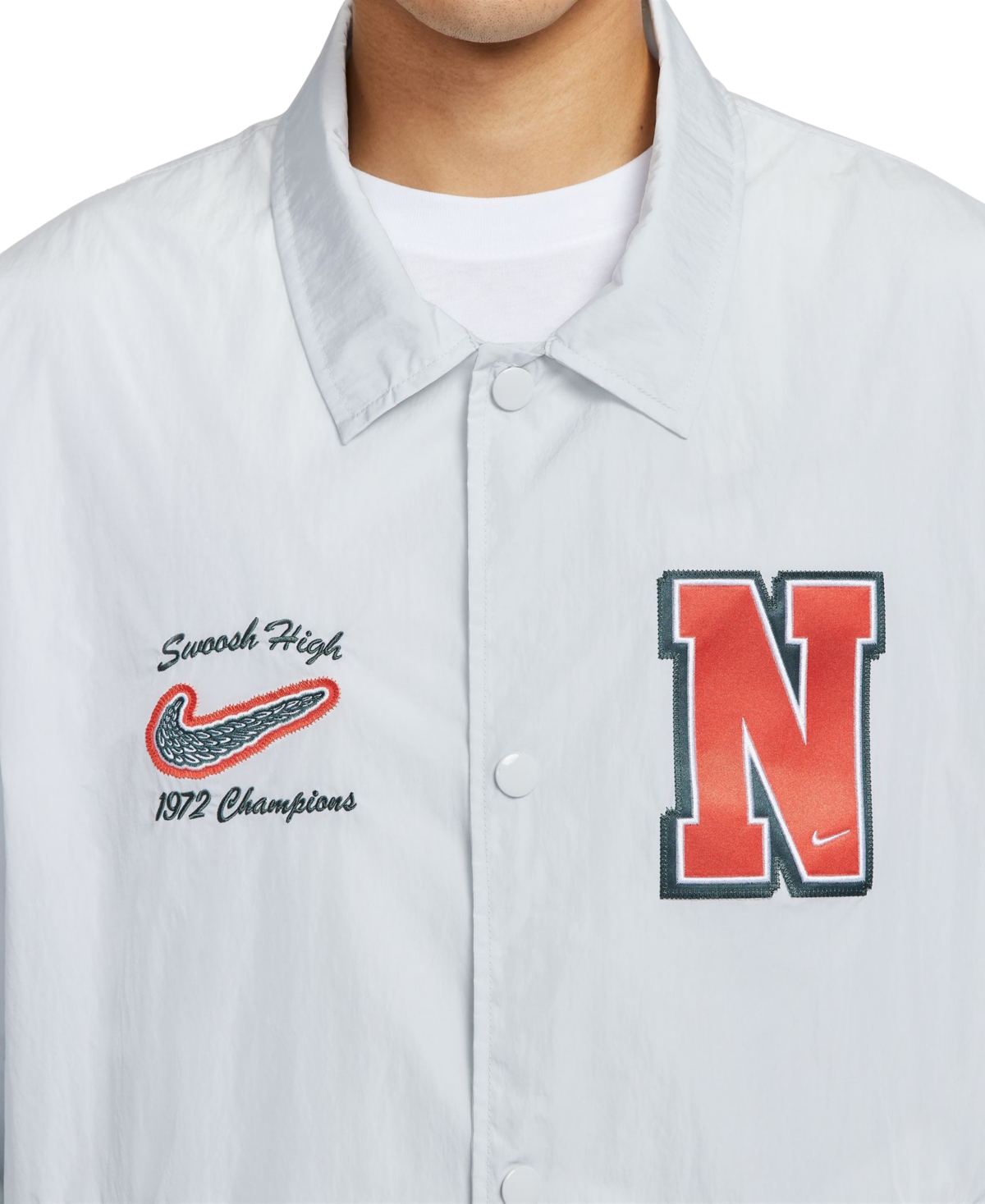 Shop Nike Men's Authentic Logo Coaches Jacket In Photon Dust