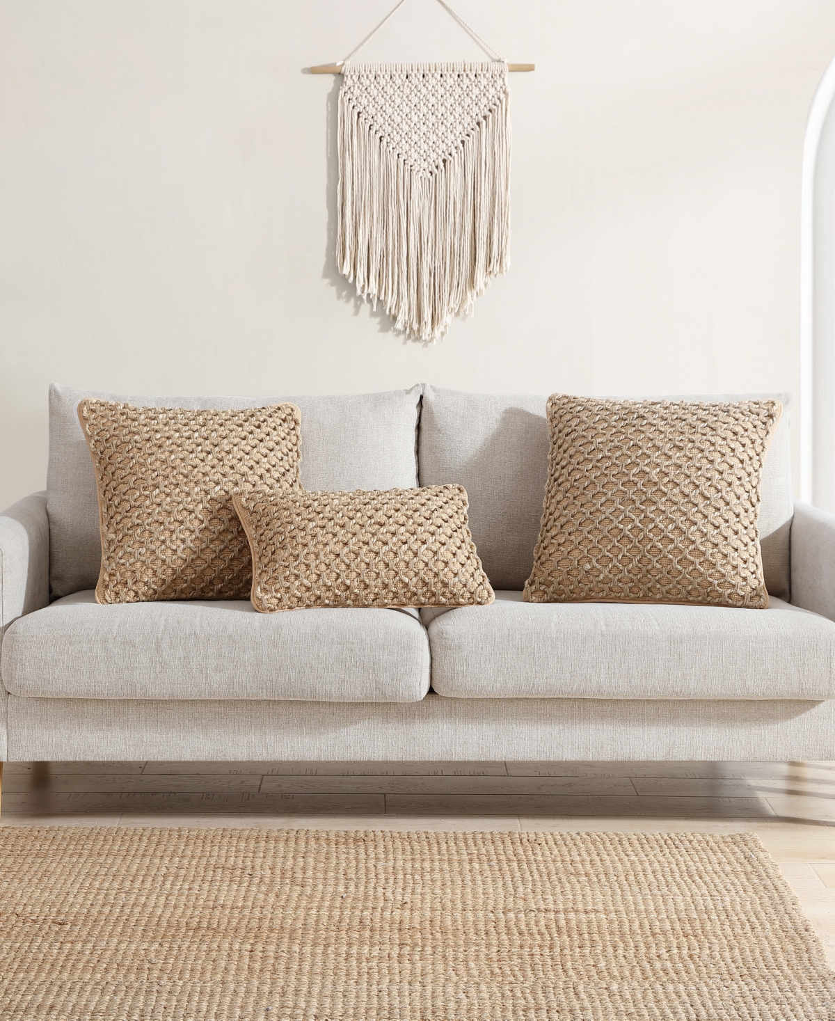 Boho Living Jada Jute Decorative Pillow, 12" X 20" In Sand