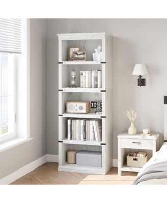 5 Tier Bookcase, Farmhouse Book Shelf