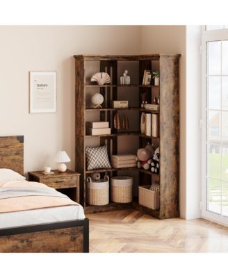 Corner MDF boards Bookshelf 72.8in Farmhouse Bookcase Large Bookshelf