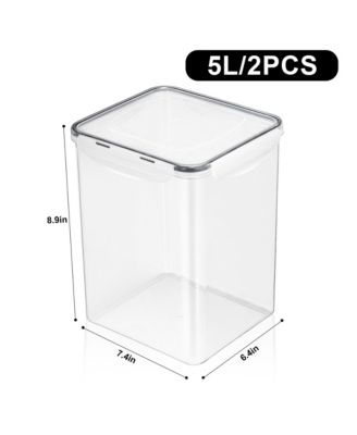 2 Pack Airtight (5qt/170oz) Food Storage Containers with Lids, Labels & Marker -Store Baking Supplies, Sugar, Flour, Rice and More -BPA Free