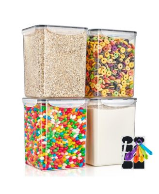 4 Pack Airtight (5qt/170oz) Food Storage Containers with Lids, Labels & Marker -Store Baking Supplies, Sugar, Flour, Rice and More -BPA Free