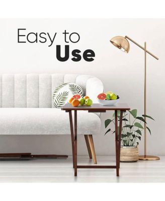 Folding TV Tray Portable Living Room Snack Table, 2 Piece Set, Honey Oak