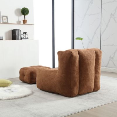 Fluffy Bean Bag Chair with Ottoman, Super Soft Lazy Sofa for Living Room-The Pop Home