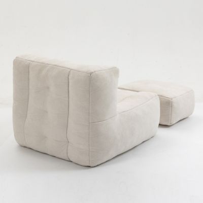Fluffy Bean Bag Chair with Ottoman, Super Soft Lazy Sofa for Living Room-The Pop Home