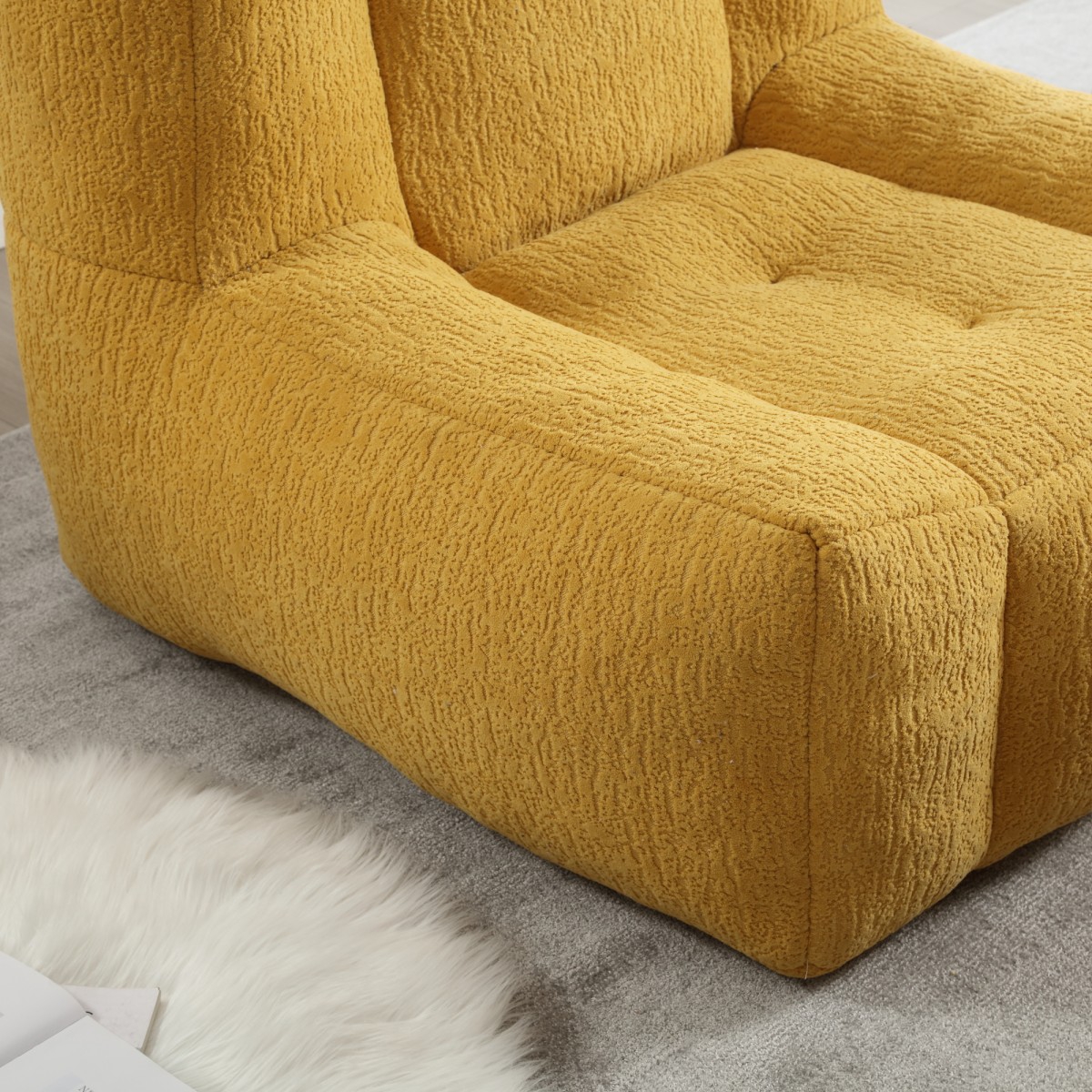 The Pop Home Fluffy Bean Bag Chair with Ottoman, Super Soft Lazy Sofa for Living Room-The Pop Home