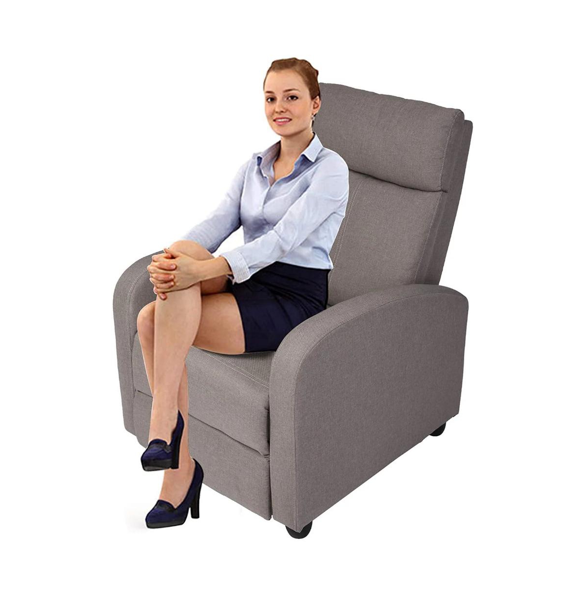 Slickblue Fabric Recliner Chair – Adjustable Single Sofa for Home Theater and Reading in Living Room & Bedroom