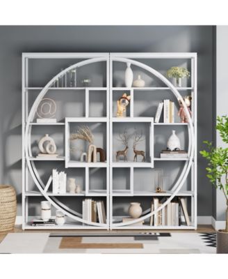 70.8 inch Engineered Wood and Metal Tall Bookshelf with 8 Open Storage Shelf,Industrial 5-Tier Etagere Bookcase