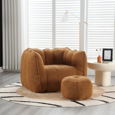 2 PC chenille fabric Soft Bean Bag Chair with Footstool