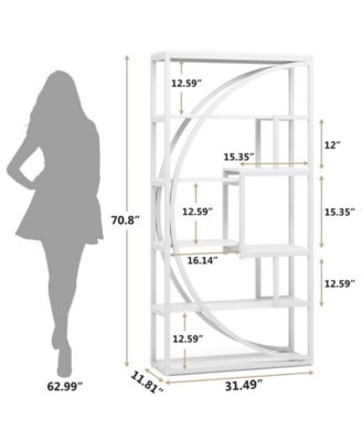70.8-Inch Tall 5-Tier Bookshelf with 8 Open Shelves Industrial Etagere Bookcase Set of 2