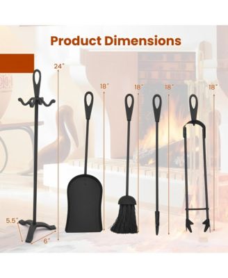 5 Pieces Fireplace Tool Set Fireplace Accessories with Poker