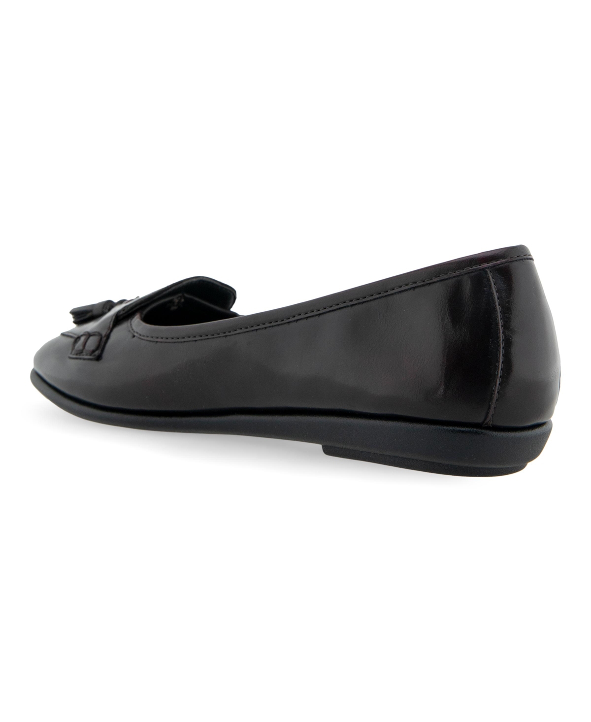 Shop Aerosoles Women's Brooks Tassel Ballet Flats In Burgundy Burnished Faux Leather - Polyur