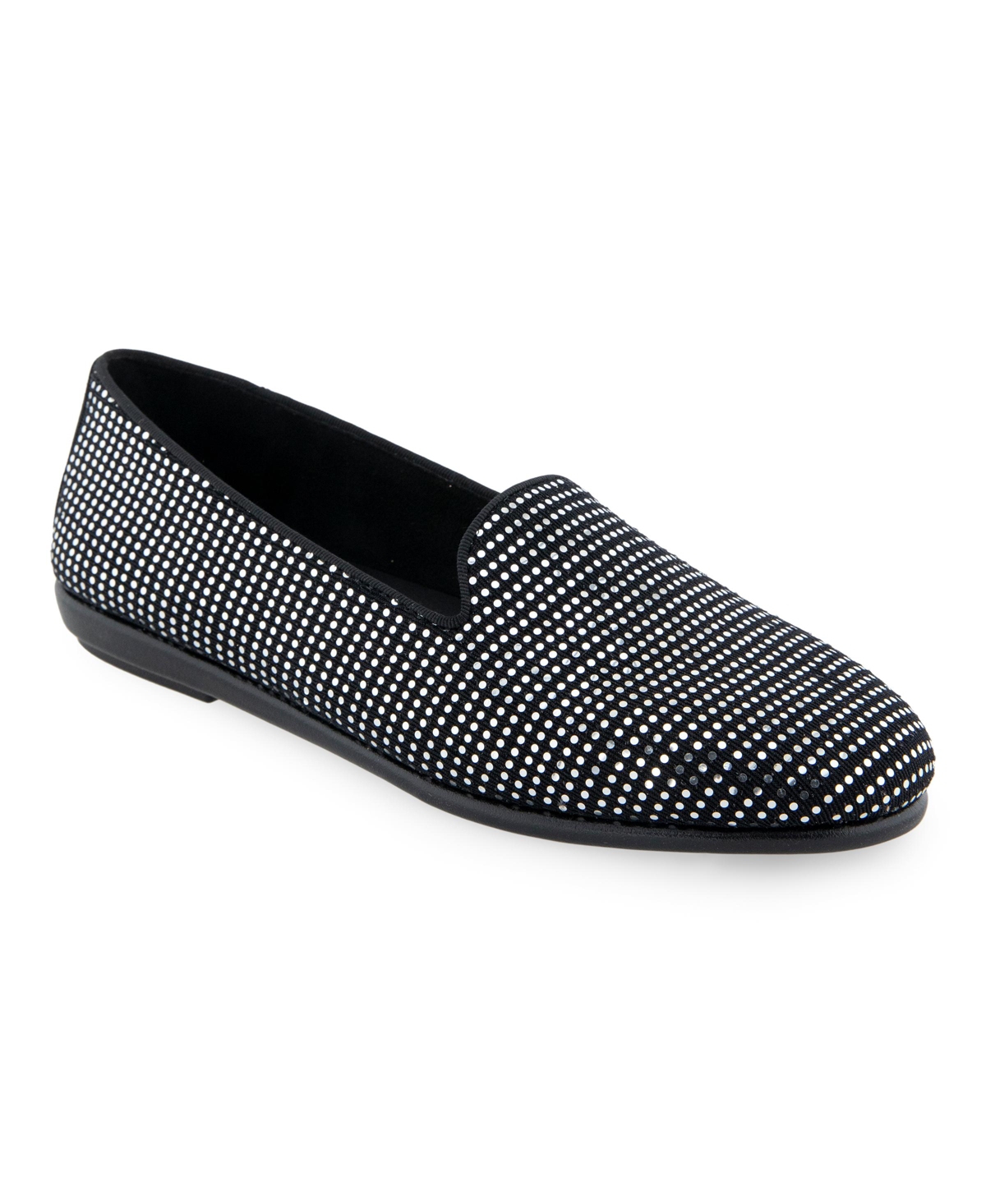 Women's Betunia Closed Toe Flats - Silver, Black Stretch Fabric