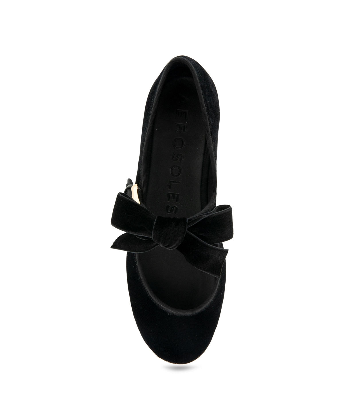 Shop Aerosoles Women's Poppy Bow Mary Jane Flats In Black Velvet Fabric