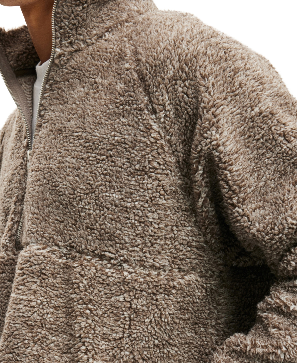COTTON ON MEN'S TEDDY 1/2 ZIP FLEECE SWEATSHIRT 
