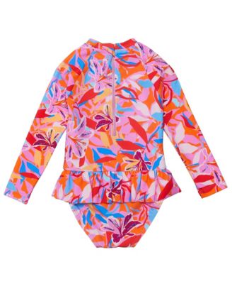 Baby Girls Blooming Sunset Sustainable LS Skirt Surf Suit