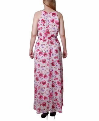 Petite Halter Front Chiffon Maxi Dress