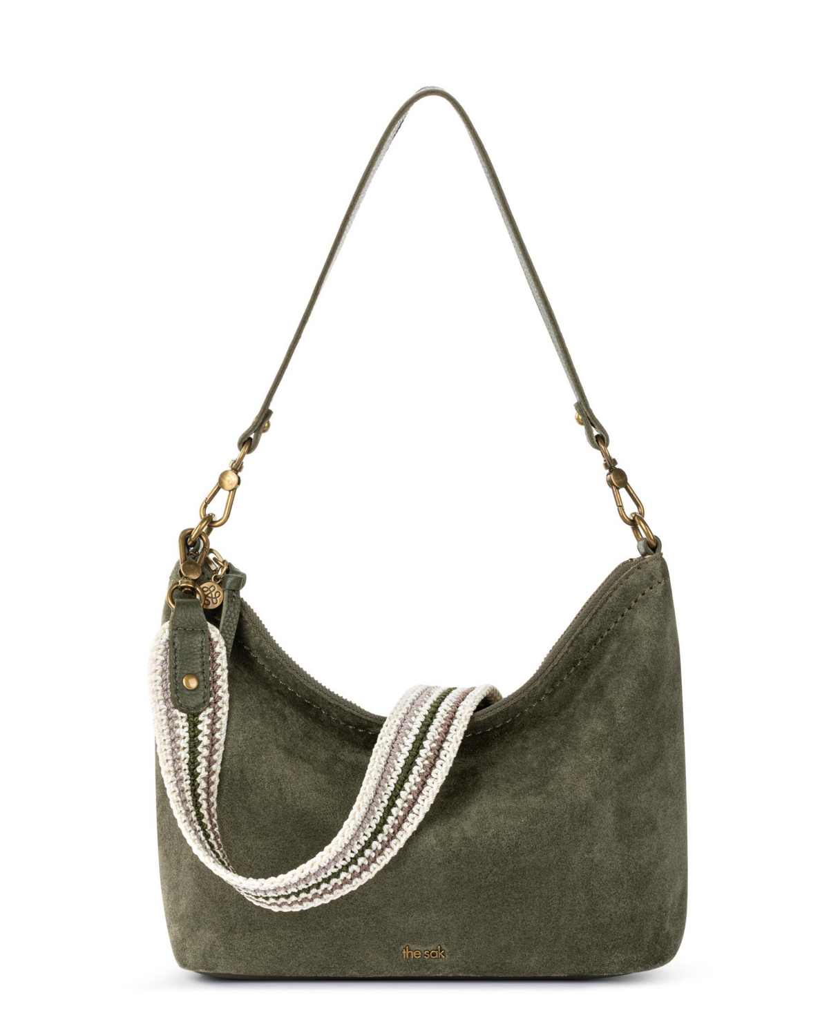 Jasmine Medium Leather Hobo Bag - Moss Suede