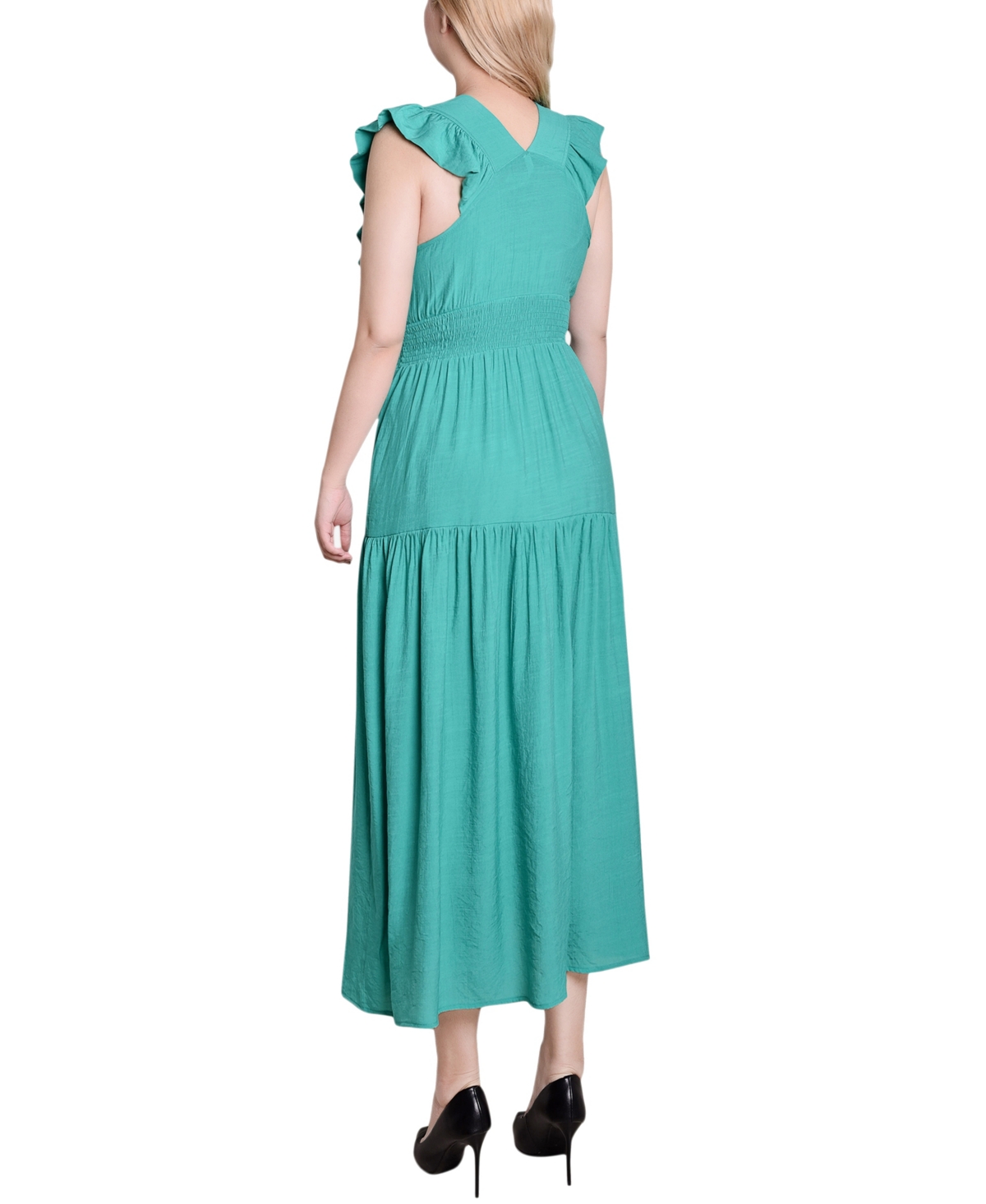 Ny Collection Petite Flutter Sleeve Midi Dress In Emerald