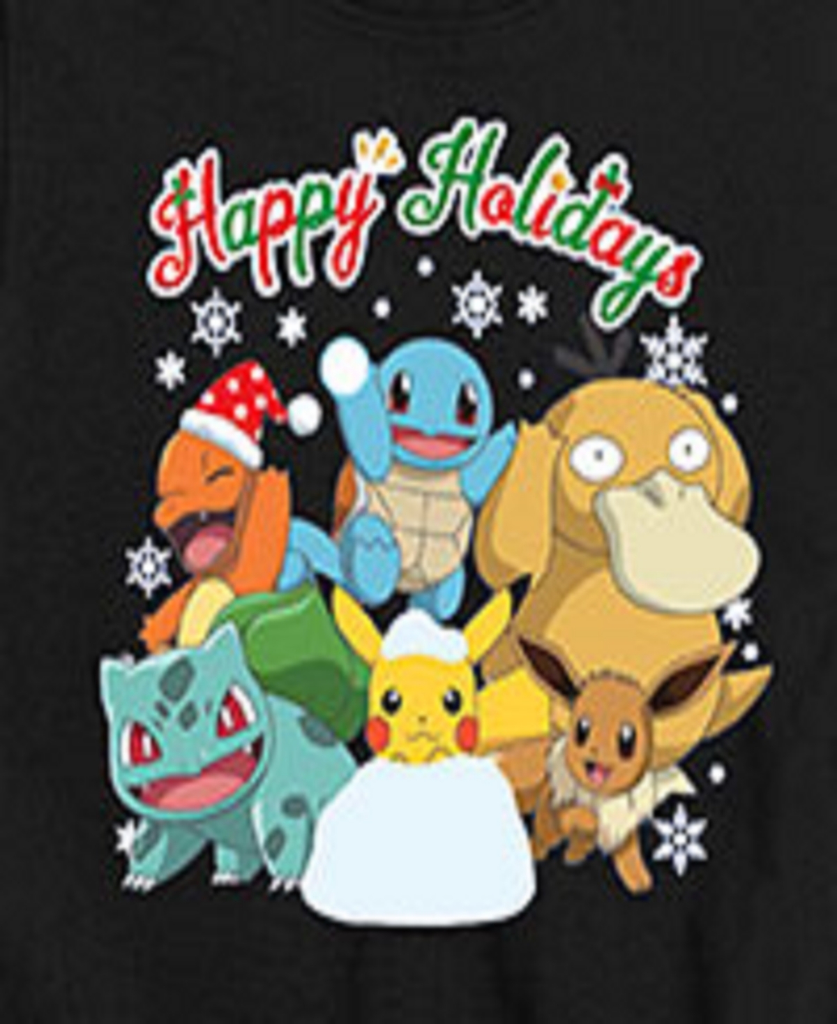 Hybrid Big Boys Pokemon Happy Holidays Graphic Tee In Black