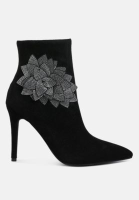 Womens Yarrow Rhinestones Petal Detail Boots