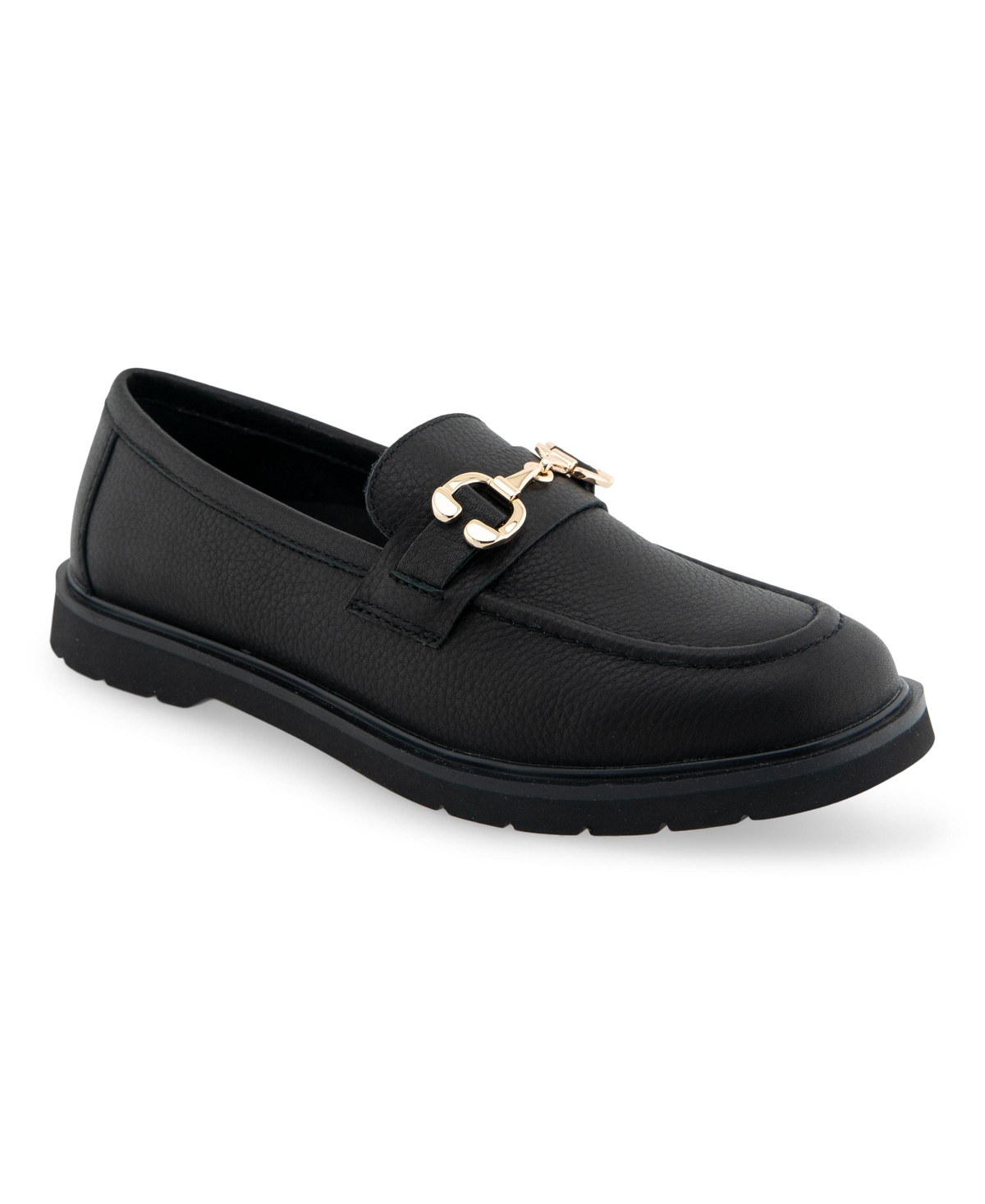 Aerosoles Women's Beckett Loafer Flats In Black Pebbled