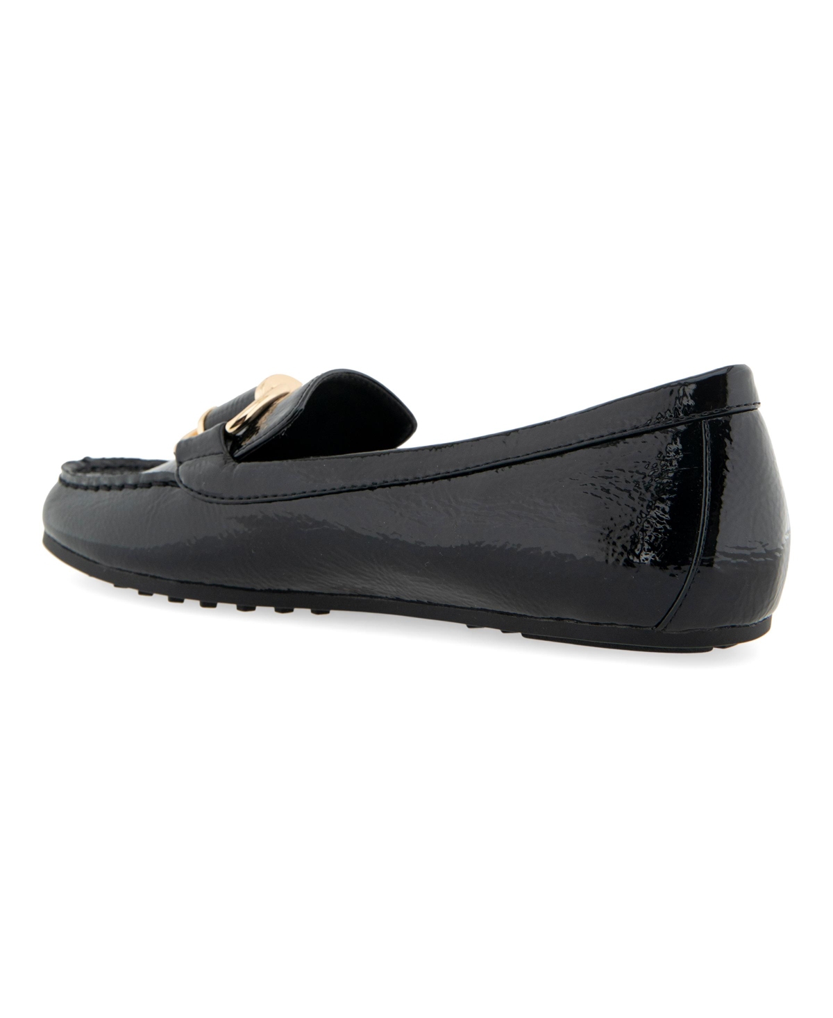 Shop Aerosoles Women's Denver Casual Loafers In Black Patent Crinkled Faux Leather - Pol