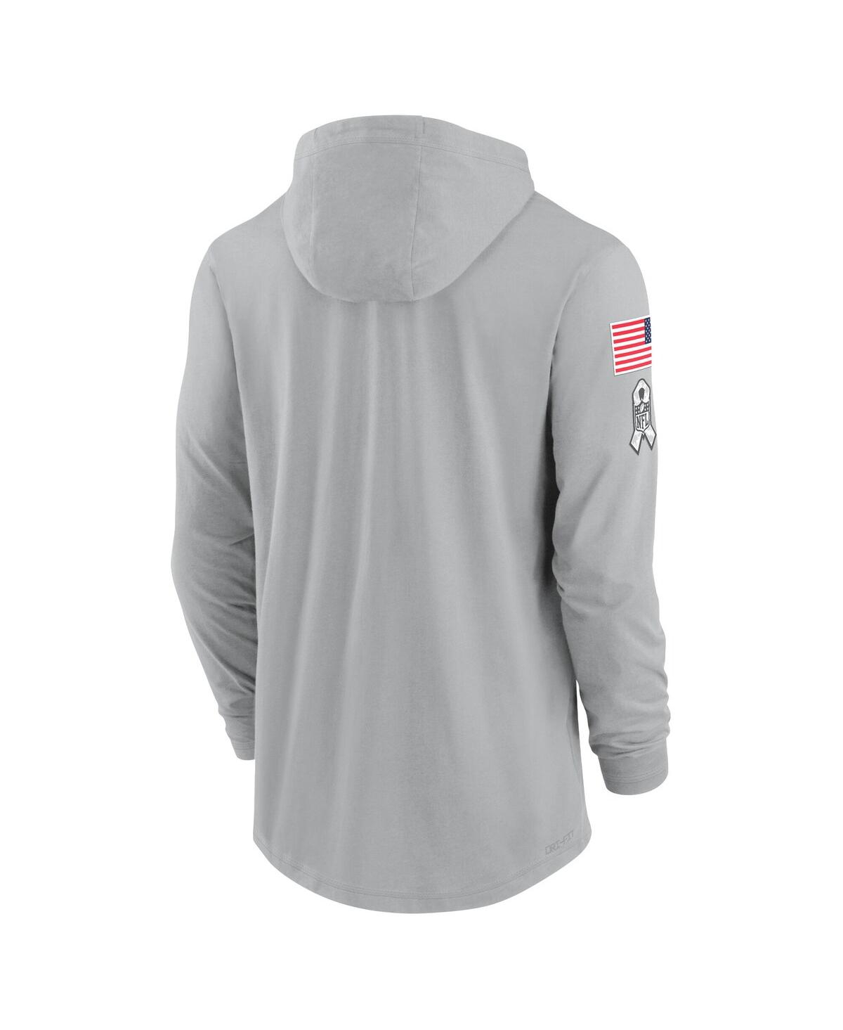 NIKE MEN'S GRAY NEW ORLEANS SAINTS 2024 SALUTE TO SERVICE LIGHTWEIGHT PERFORMANCE LONG SLEEVE HOODED T-SH