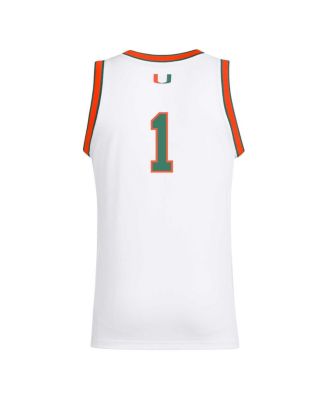 Men's 1 White Miami Hurricanes Replica Swingman Jersey