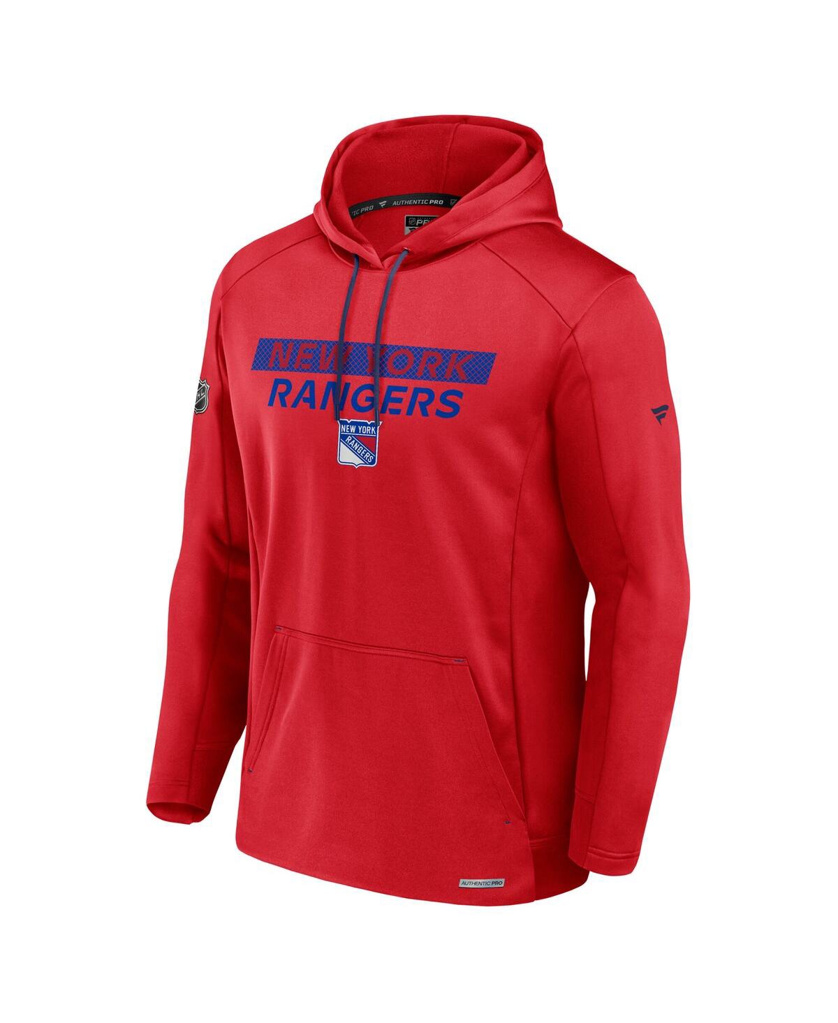 Fanatics Men's Red New York Rangers Authentic Pro Rink Fleece Pullover Hoodie In Red