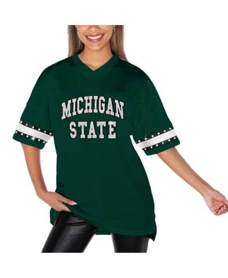 Women's Green Michigan State Spartans Until Kickoff Rhinestone Fashion T-Shirt