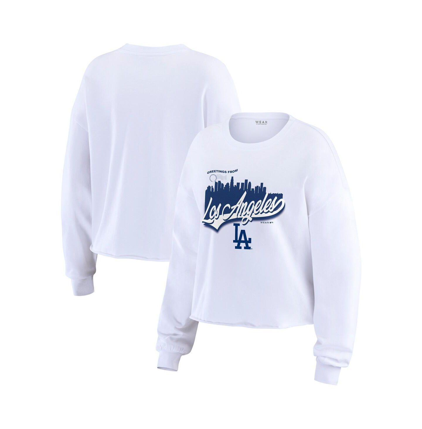 Женская футболка WEAR by Erin Andrews White Los Angeles Dodgers Domestic Postcard Long Sleeve — фото 1