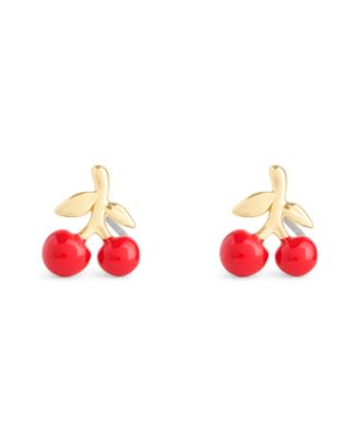 Red Enamel Vintage Charms Cherry Stud Earrings