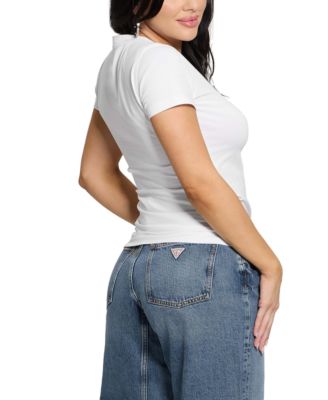 Women's Short-Sleeve Shiny Triangle Logo T-Shirt 