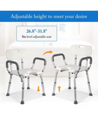 U Shower Seat, Adjustable Height Shower Chair, with Padded Armrests and Back, Inside Shower Chair Support 350 lb Capacity, Slip Resistant Shower Seat for Bathtub