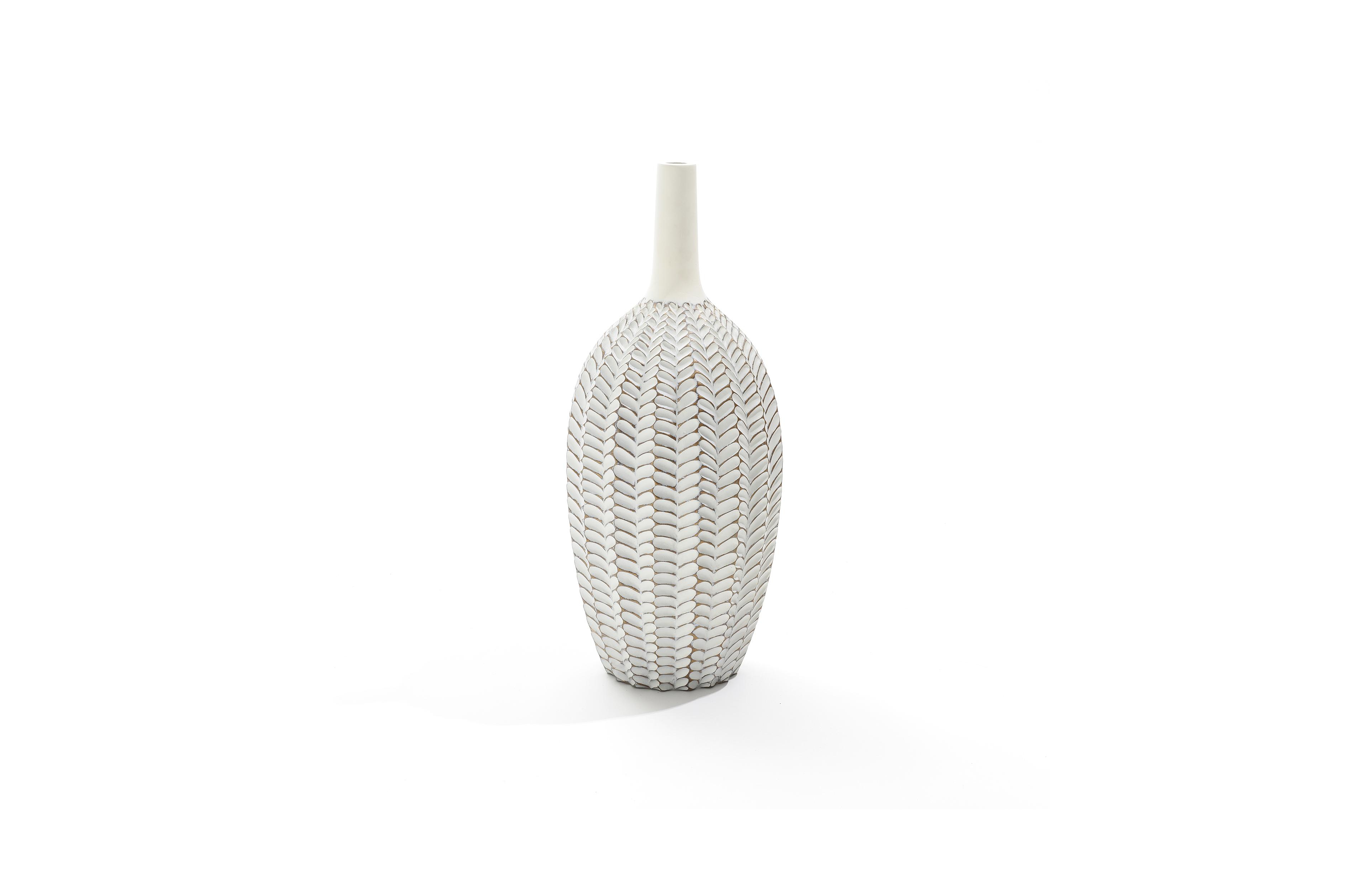 LuxenHome Modern Geometric Pattern Polyresin 23.5-Inch Tall Trumpet Vase